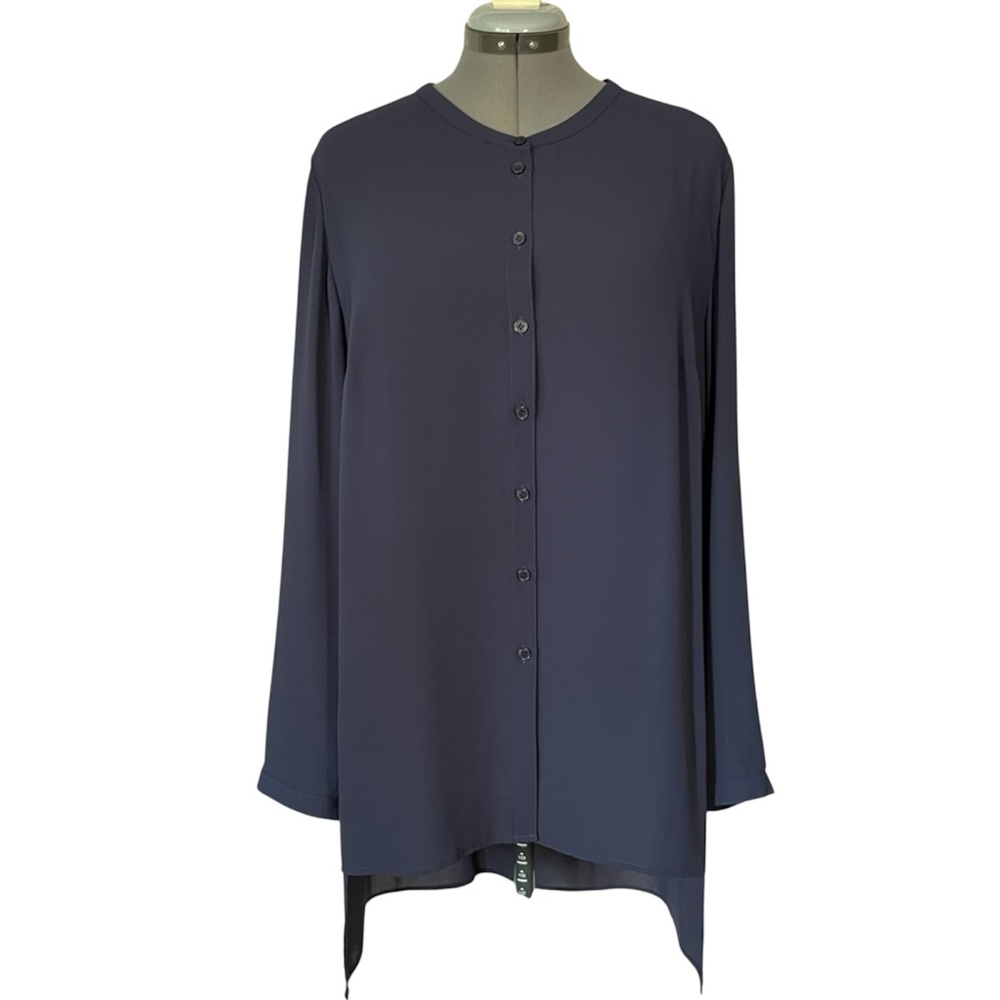 Colebrooke by Windsmoor button front tunic top Navy 18